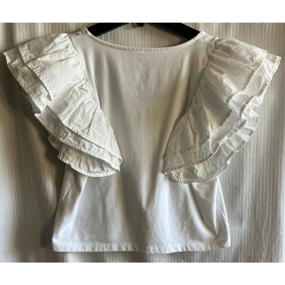 A New Day White Square Neck Ruffled Cap Sleeve Top Reg Size Medium - Picture 5 of 5